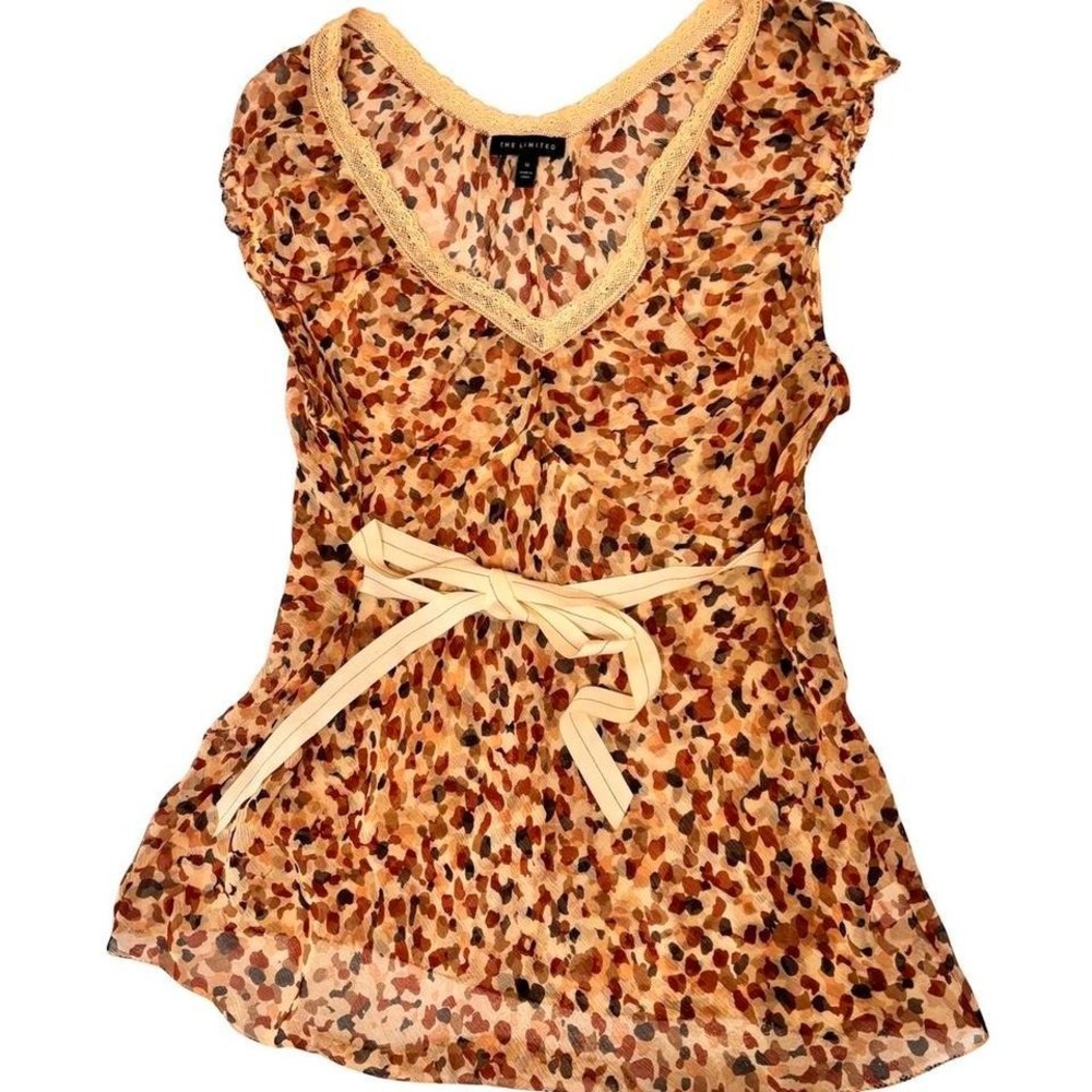 2007 VINTAGE 100% SILK BABY DOLL LEOPARD THE LIMITED TOP MEDIUM EUC